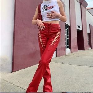 NEW red lace up pants!